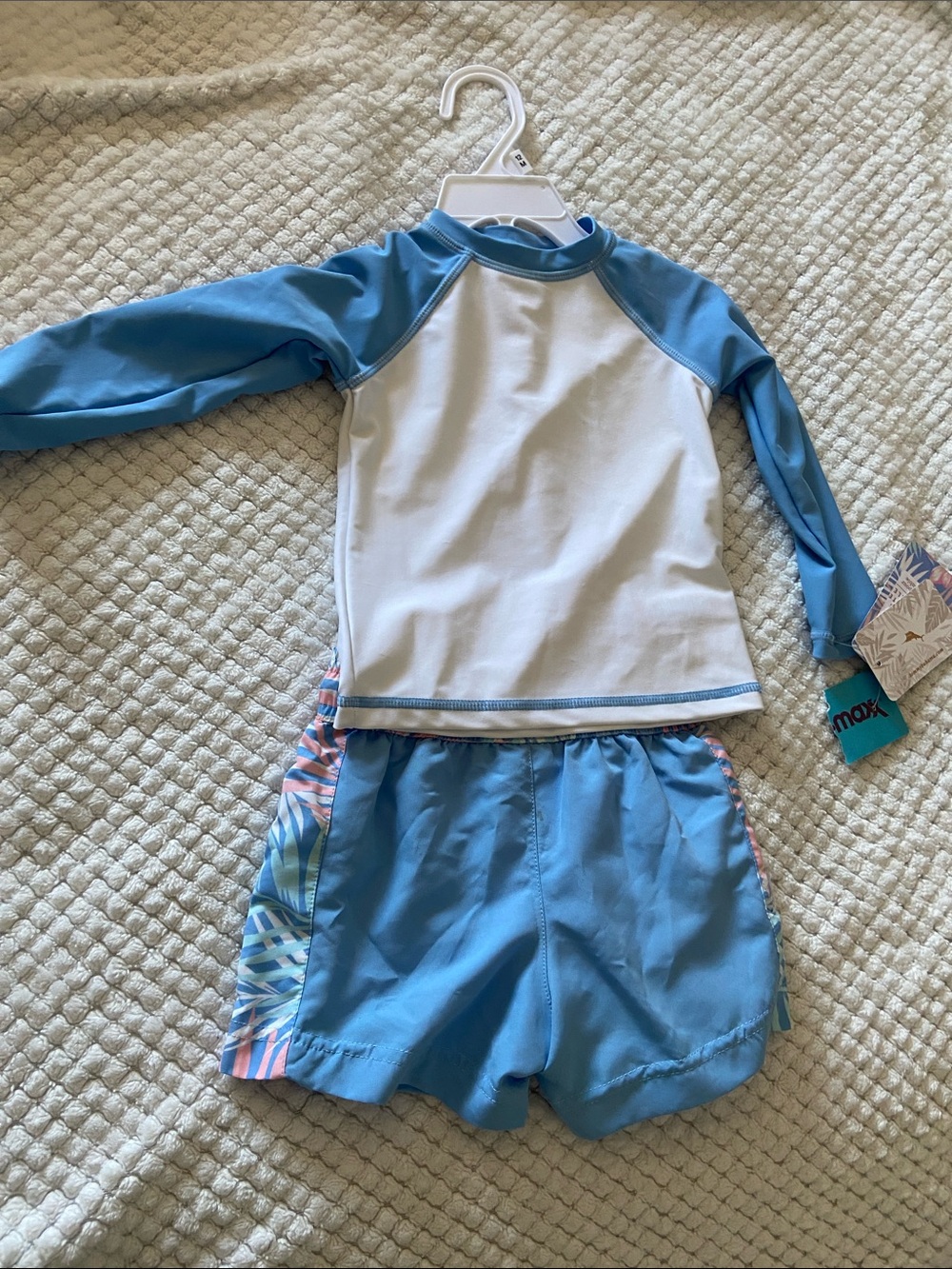 Tommy Bahama White & Light Blue Girls' Long-Sleeve Rash Guard Set